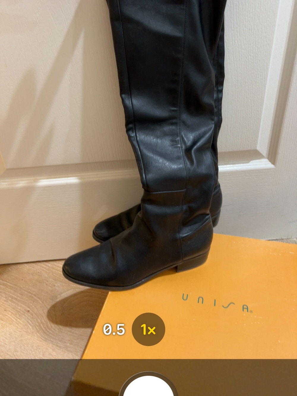 Unisa Black Knee-High Leather Boots for Women